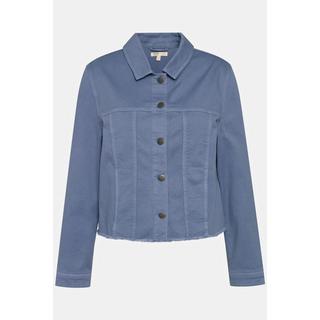 Ulla Popken  Veste colorée en jean de coton bio, oversize, bord effiloché 