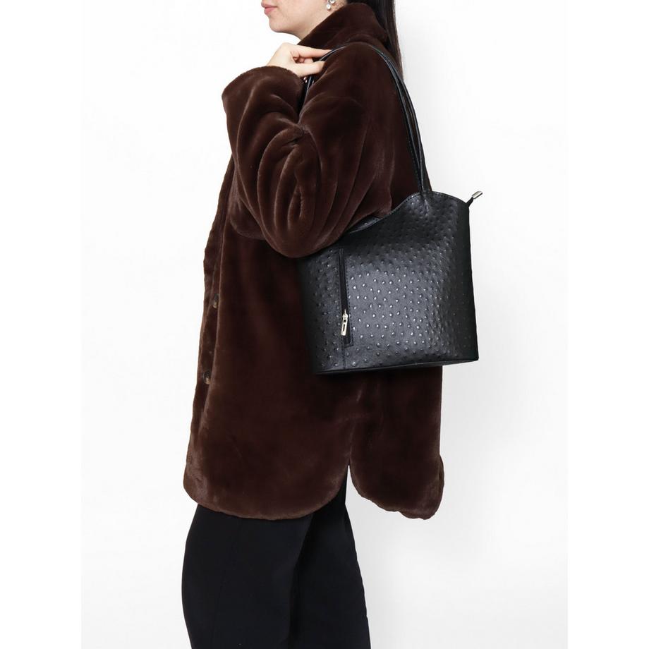 Gave Lux Zaino convertibile in pelle stampa struzzo  