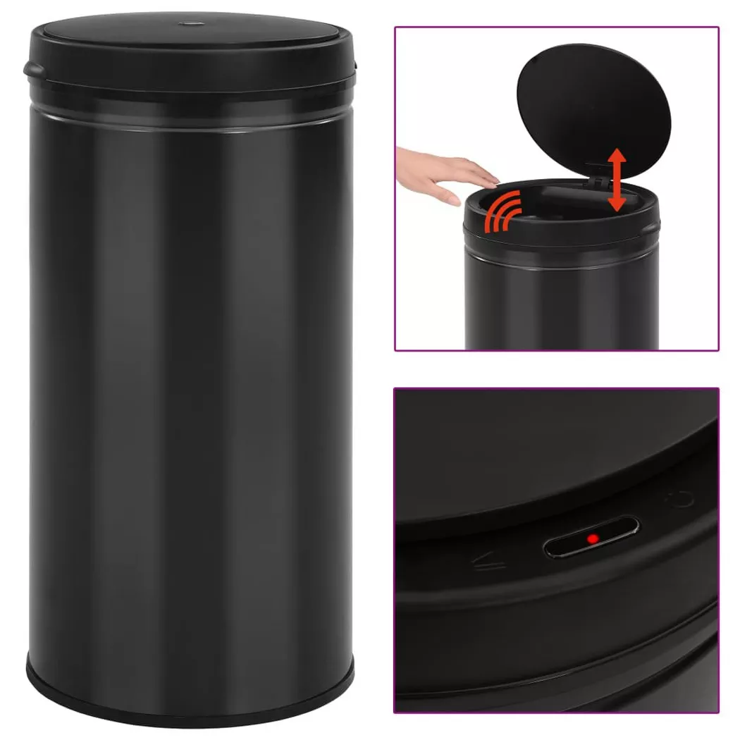 VidaXL - Poubelle acier, One Size, Noir
