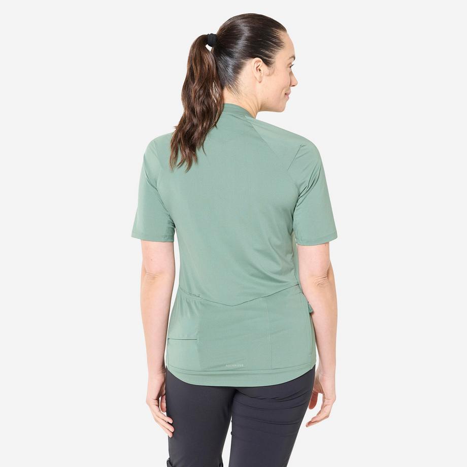 ROCKRIDER  Maglia ciclismo maniche corte cargo donna poliestere 