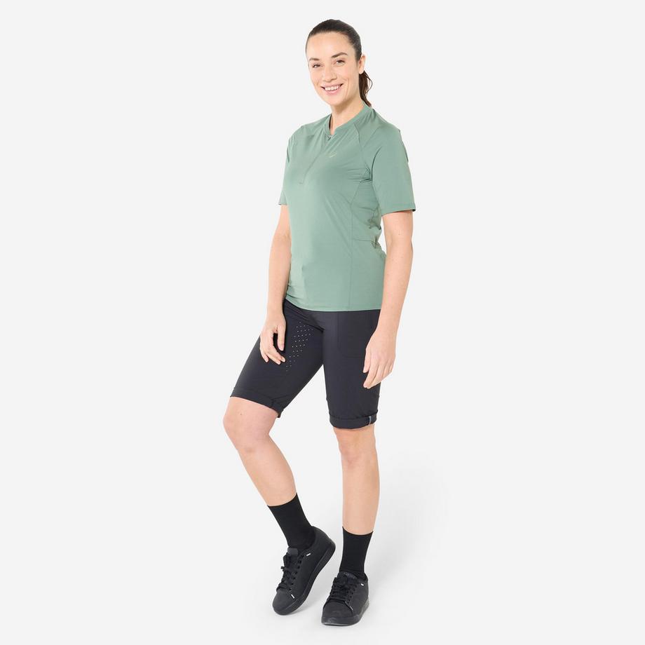 ROCKRIDER  Maglia ciclismo maniche corte cargo donna poliestere 