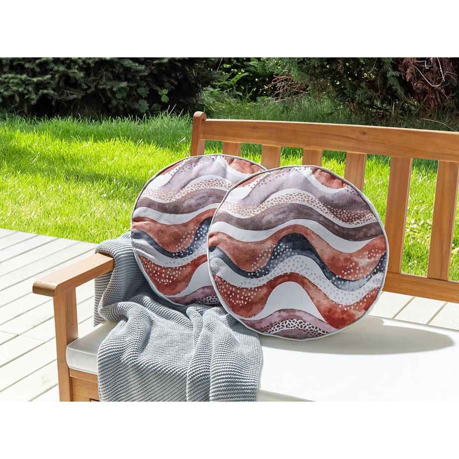 Beliani Gartenkissen 2er Set aus Polyester Retro SEBORGA  