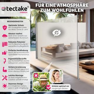 Tectake Aluminium Doppel Seitenmarkise ausziehbar mit Aufrollmechanismus  