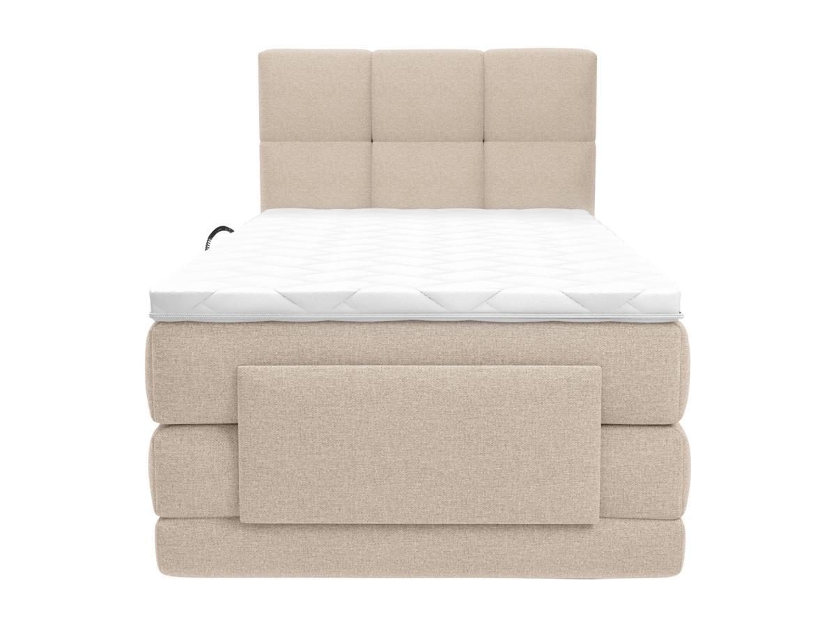 Vente-unique Boxspringbett mit gestepptem Kopfteil + elektrischem Untergestell mit Relaxfunktion + Matratze + Topper - 100 x 200 cm - Stoff - Beige - LODI von PALACIO  