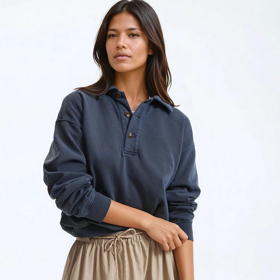 Sweatshirt mit Polokragen