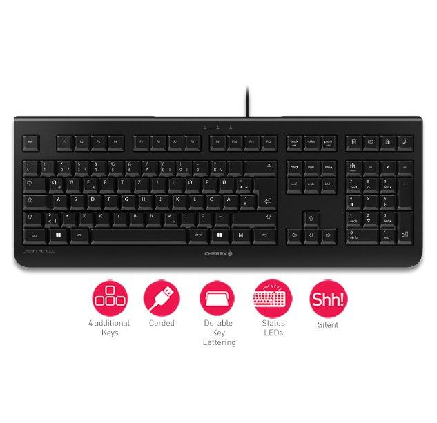 Cherry  Tastiera Svizzera, QWERTY, Windows® CHERRY KC 1000 Nero 