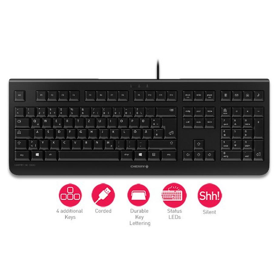 Cherry  Tastiera Svizzera, QWERTY, Windows® CHERRY KC 1000 Nero 