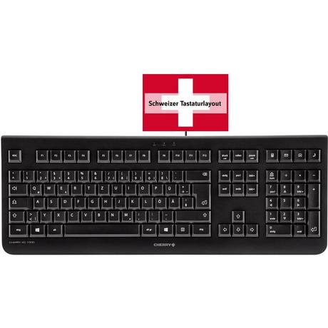 Cherry  Tastiera Svizzera, QWERTY, Windows® CHERRY KC 1000 Nero 