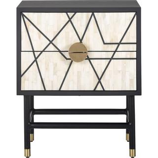 mutoni Table de chevet Novas Mango noir beige or 50x35  