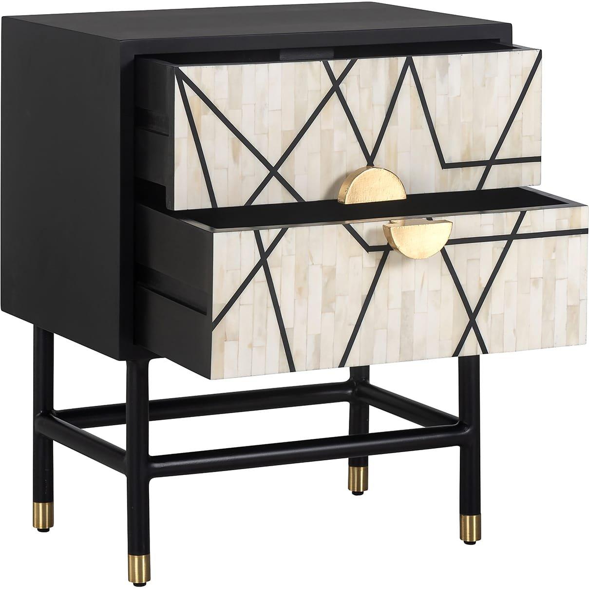 mutoni Table de chevet Novas Mango noir beige or 50x35  