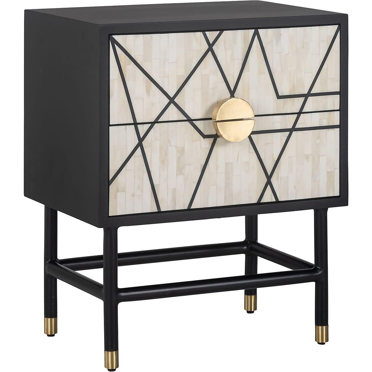 mutoni Table de chevet Novas Mango noir beige or 50x35  