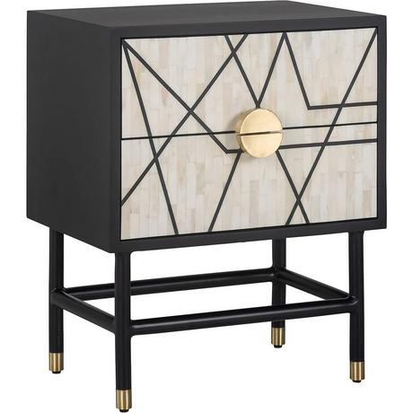 mutoni Table de chevet Novas Mango noir beige or 50x35  