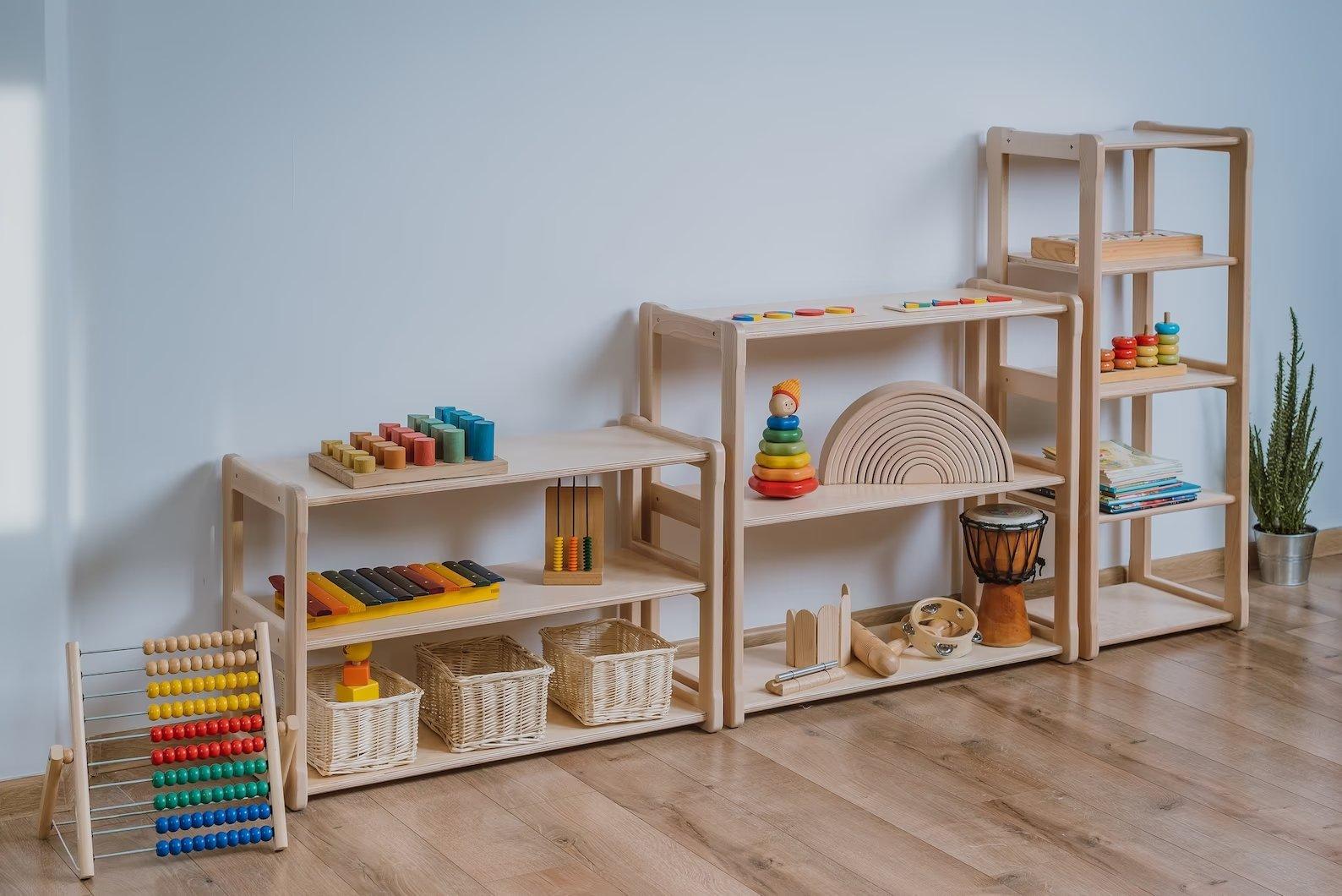 Montessori Montessori-Kinderzimmermöbel Montessori offene Regale für die Aufbewahrung von Kindersachen  