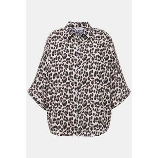 Studio Untold  Blusa dal taglio oversize in mussola con design leopardato, collo da camicia e mezze maniche 