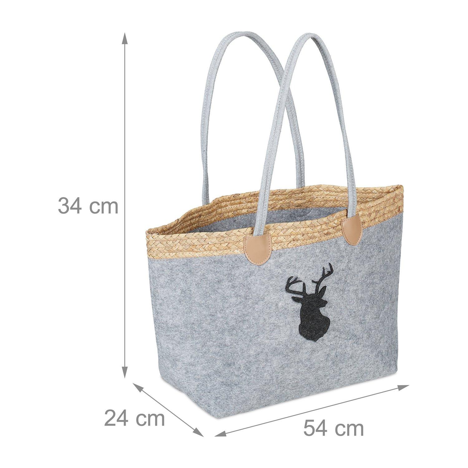 B2X Borsa in feltro con motivo cervo  