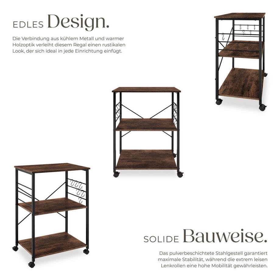 Tectake Servierwagen Rugby Industrial Style Holz und Stahl  