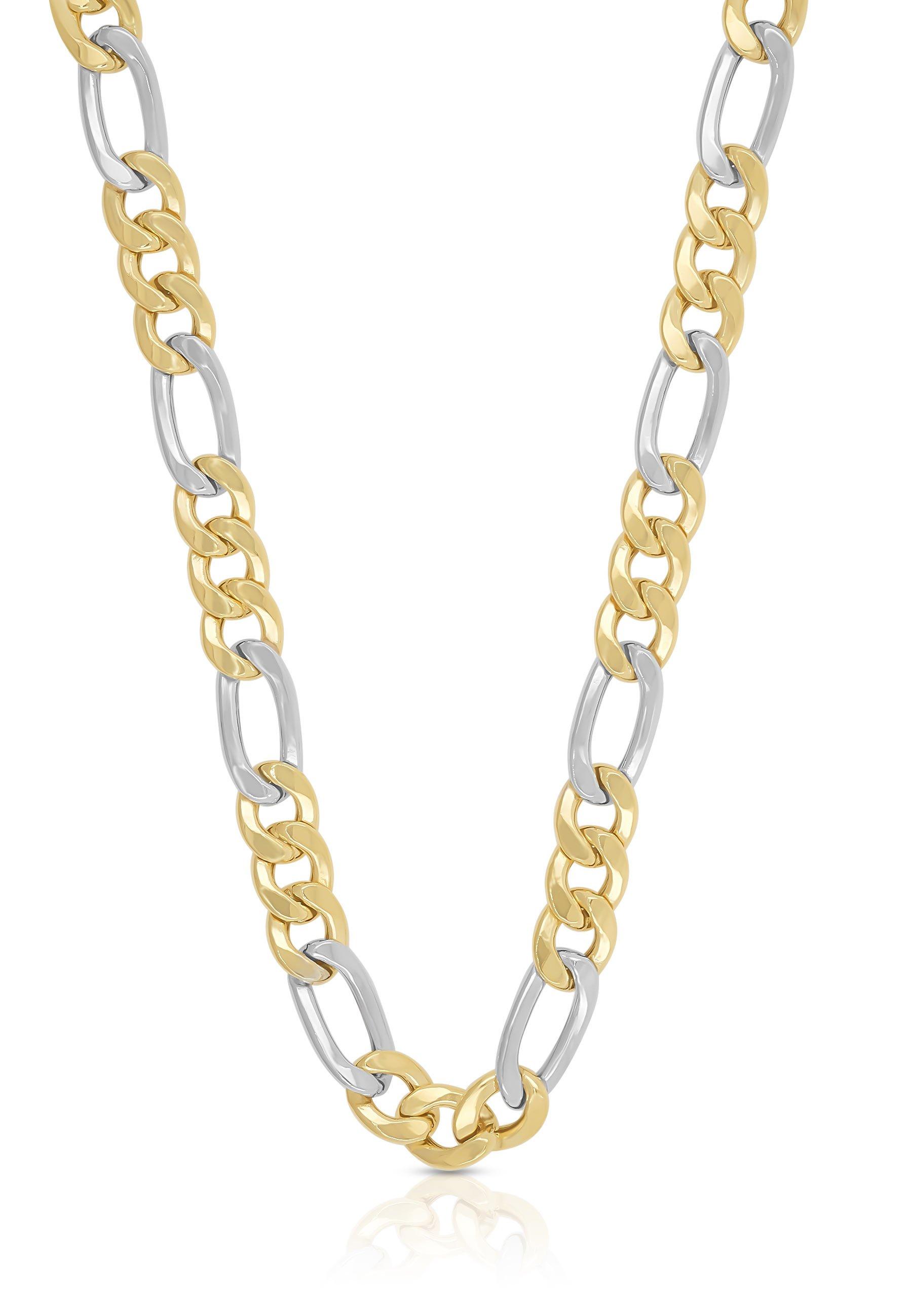 MUAU Schmuck  Collier figaro bicolore or jaune/or blanc 750, 5,7mm, 45cm 