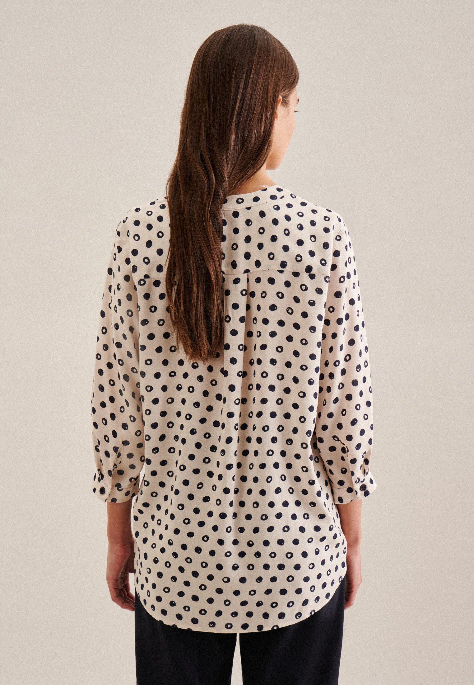 Seidensticker  Blouse à col montant A Pois Manchon 3/4 Col 