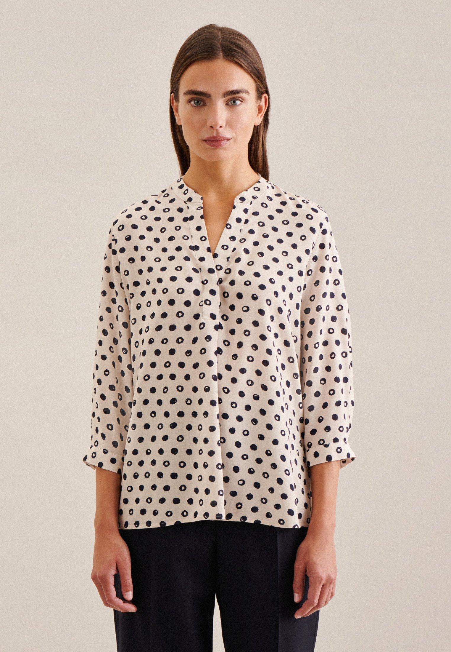 Seidensticker  Blouse à col montant A Pois Manchon 3/4 Col 