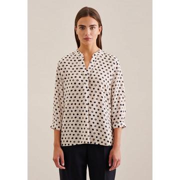 Blouse à col montant A Pois Manchon 3/4 Col