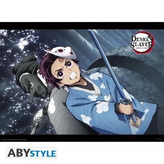 Abystyle Poster - À plat - Demon Slayer - Tanjiro & Urokodaki  