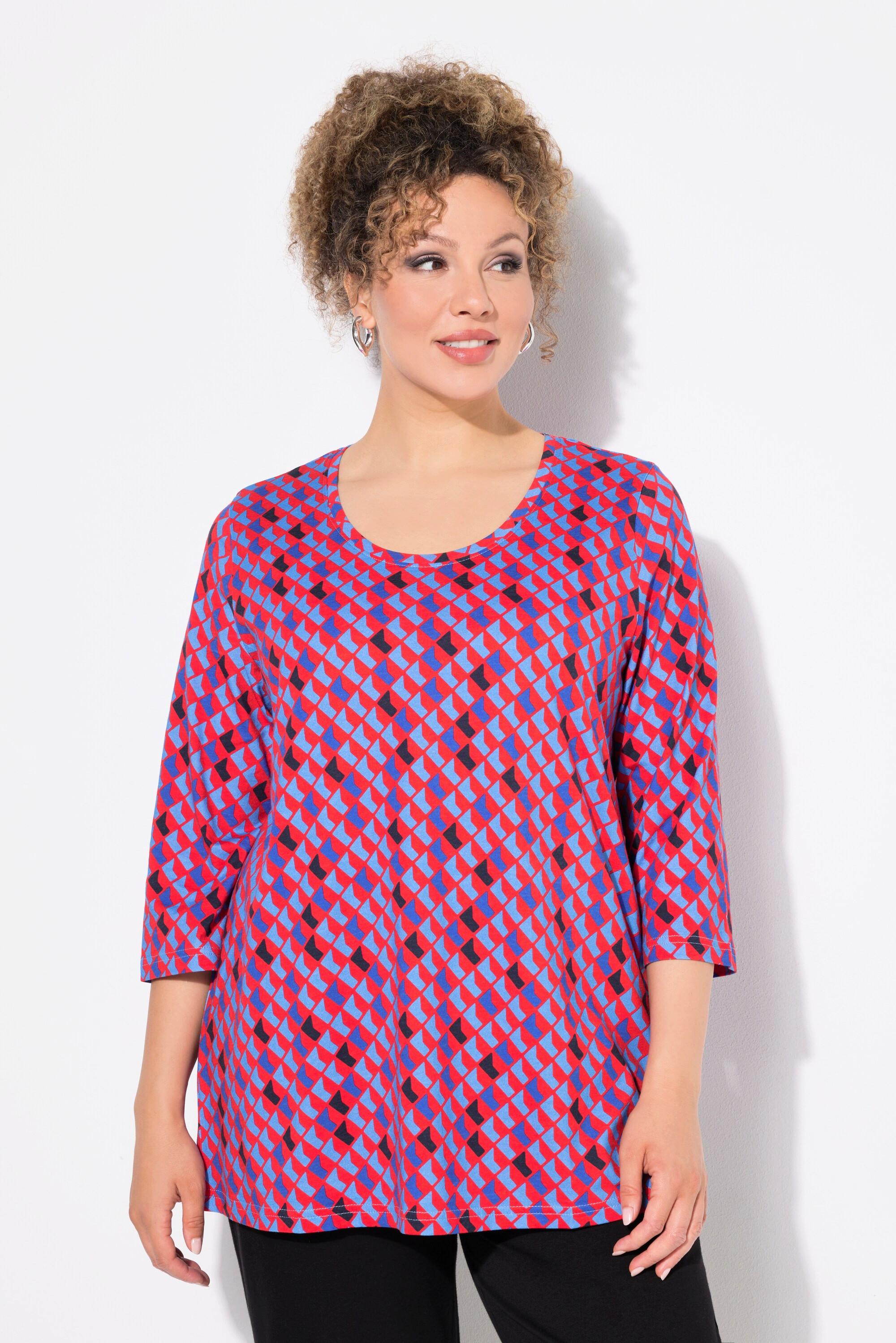 Ulla Popken  Shirt, bedruckt, A-Linie, Rundhals, 3/4-Arm 