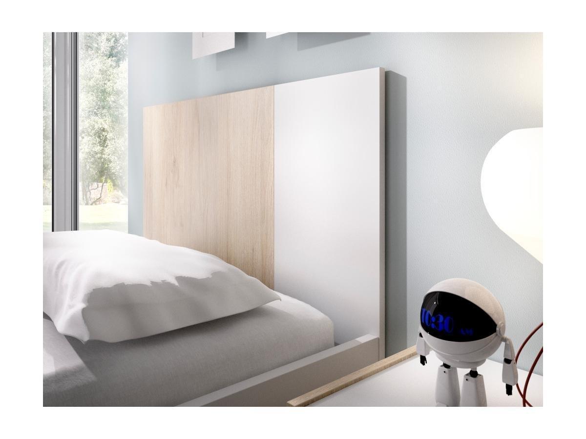 Vente-unique Letto singolo con letto estraibile  Quercia e bianco SONIA  