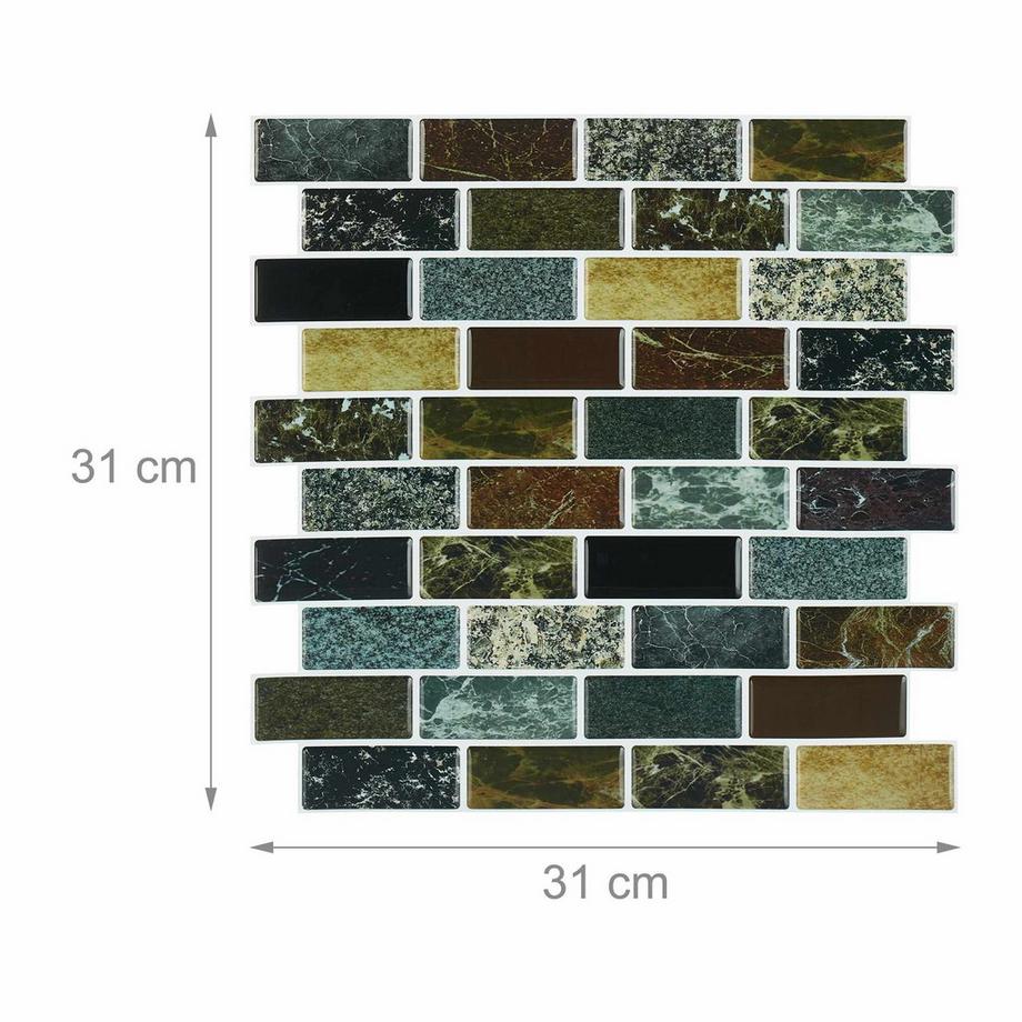 Northix Lot de 10 autocollants muraux en pierre pour carrelage  