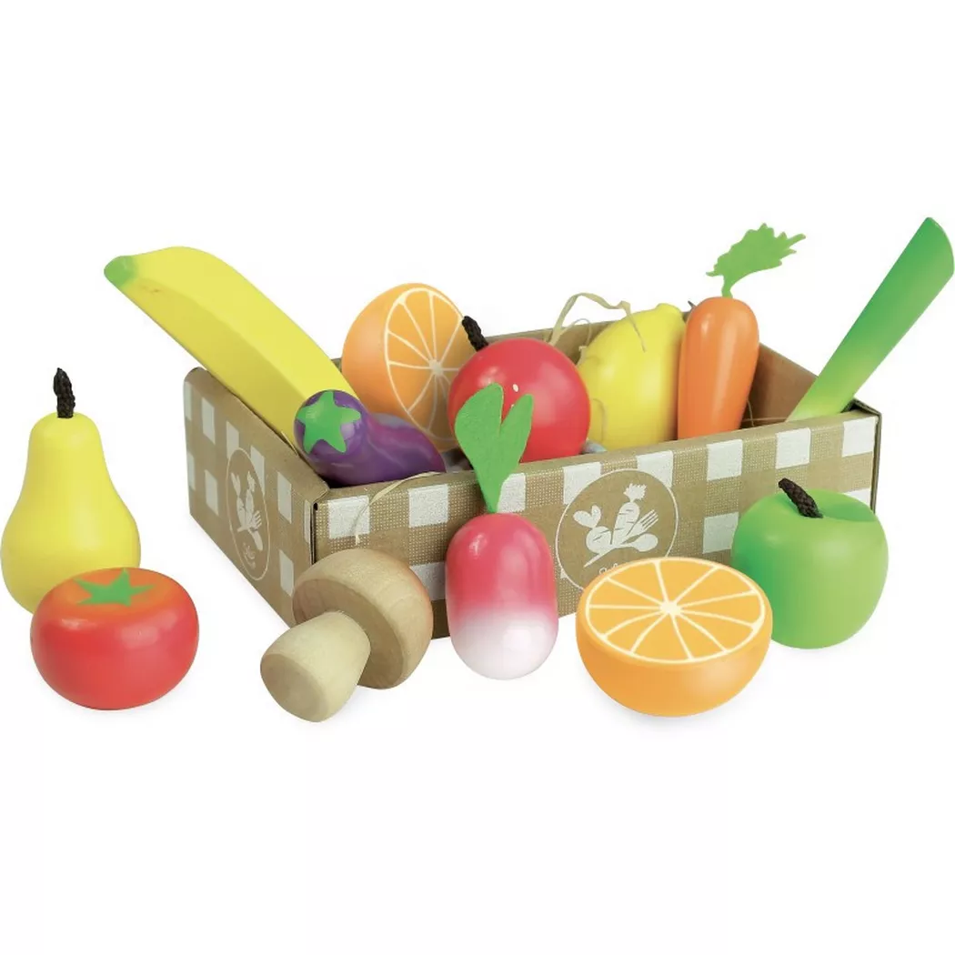 Vilac - Markttag: Früchte und Gemüse aus Holz, Multicolor