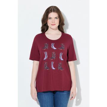 T-shirt classica con stivale da cowboy, scollo a girocollo e mezze maniche