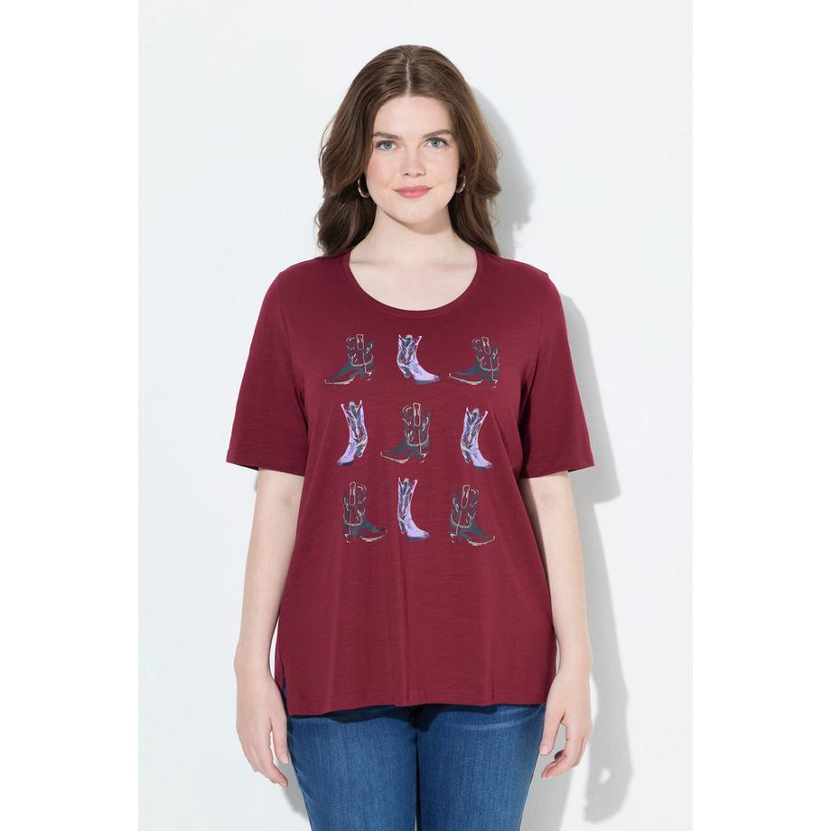 Ulla Popken Classic Cowboystiefel Print Rundhals Halbarm T-Shirt  
