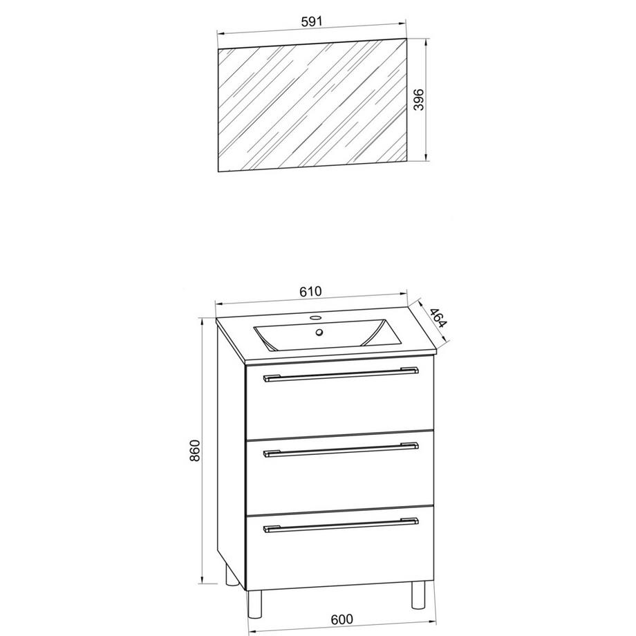 VCM 3-tlg. Badmöbel Set  