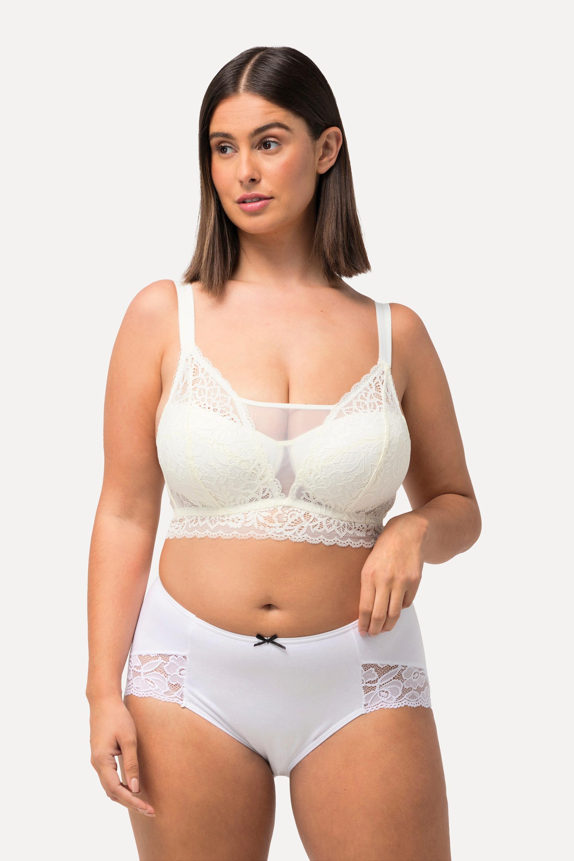 Ulla Popken  Bralette senza ferretto con pizzo e coppe morbide, coppa C-D 