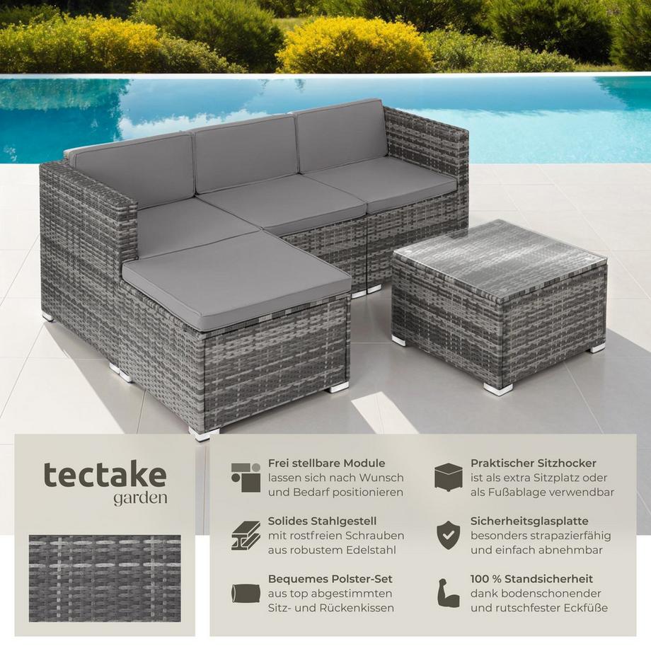 Tectake Rattan Lounge Lignano für 3 bis 4 Personen widerstandsfähig  