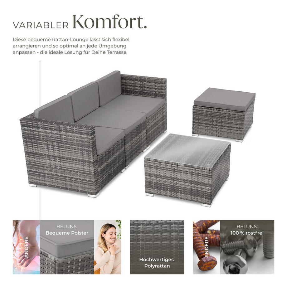 Tectake Rattan Lounge Lignano für 3 bis 4 Personen widerstandsfähig  