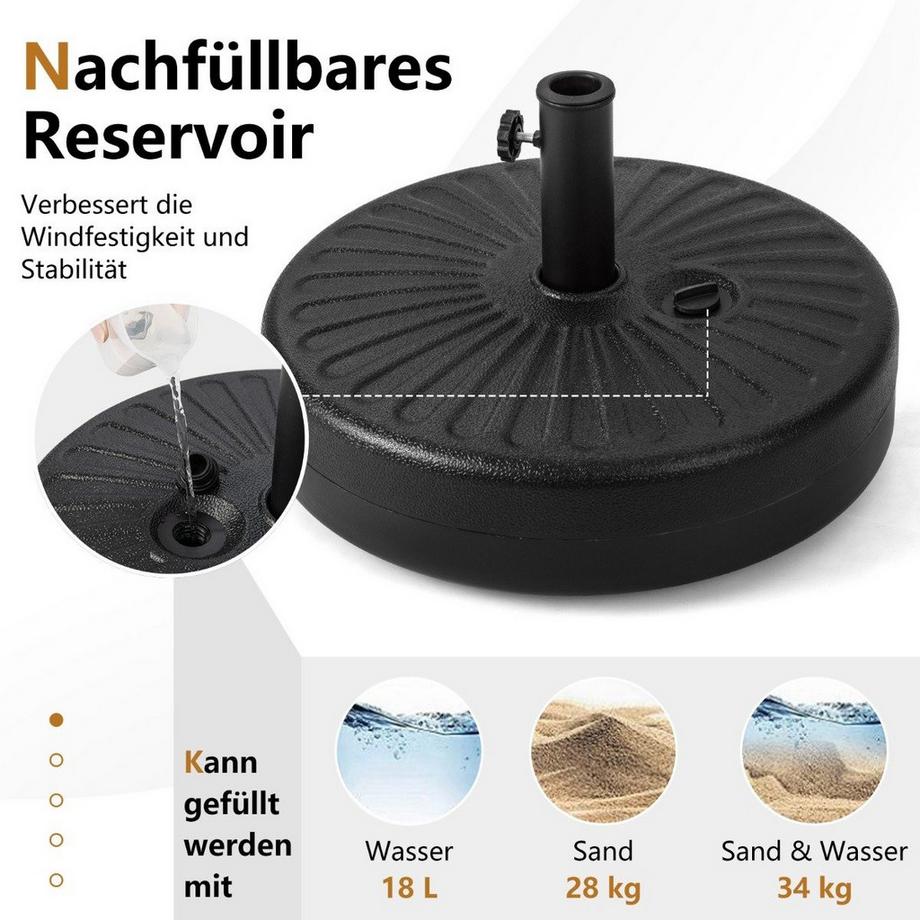 Northix Portaombrelli rotondo riempibile con diametro di 50 cm per un massimo di 34 kg nero  