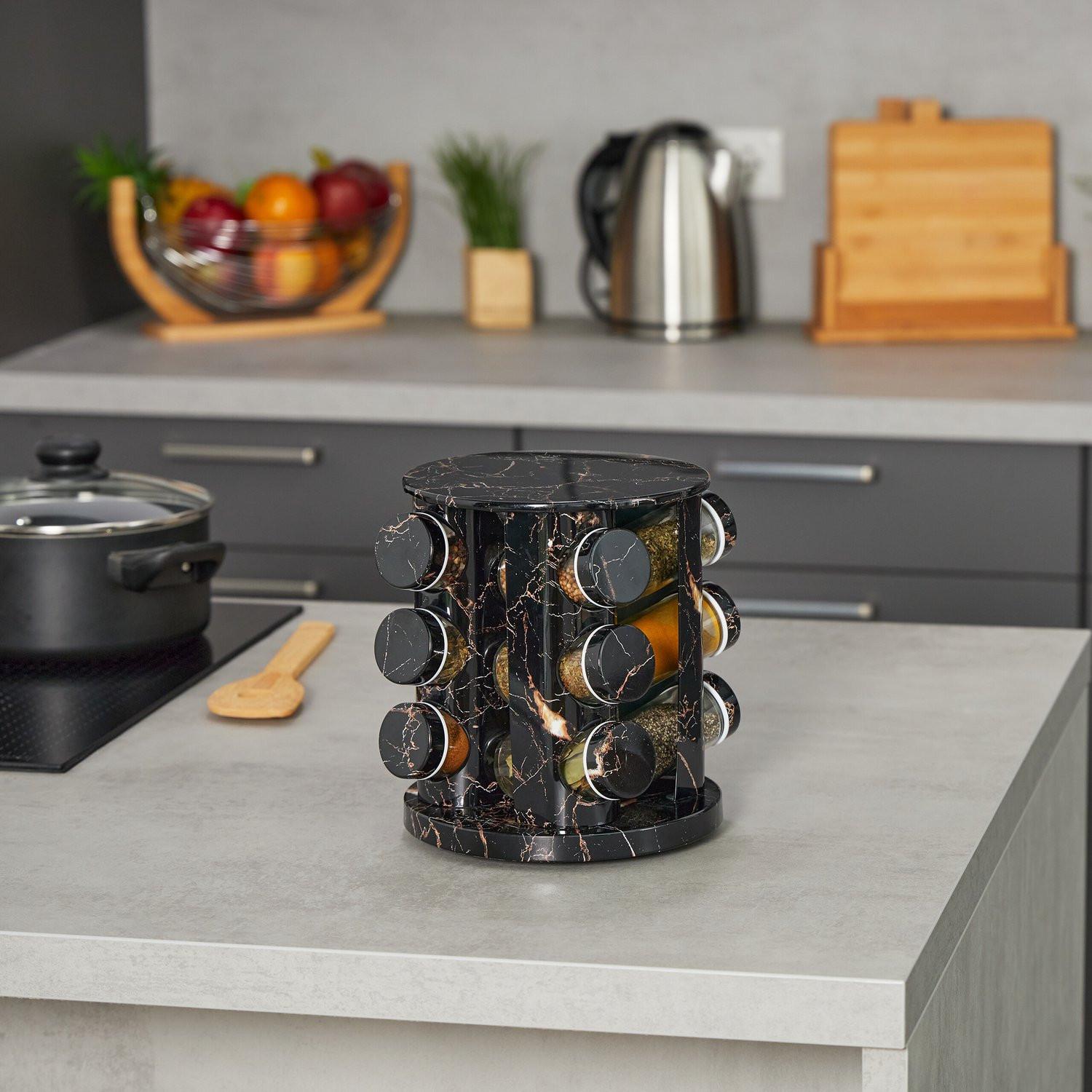 B2X Carrousel à épices noir en marbre  