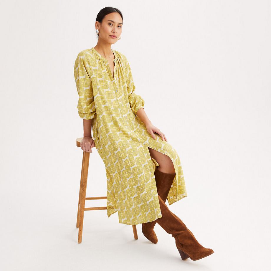 La Redoute Collections Gerade geschnittenes langes Kleid mit grafischem Muster  