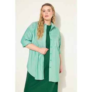 Chemise oversized à rayures, col de chemise et manches longues