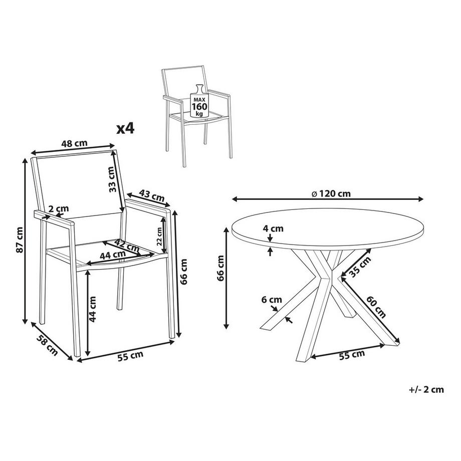 Beliani Set da pranzo per giardino con sedie en Tessuto  MALETTO/GROSSETO  