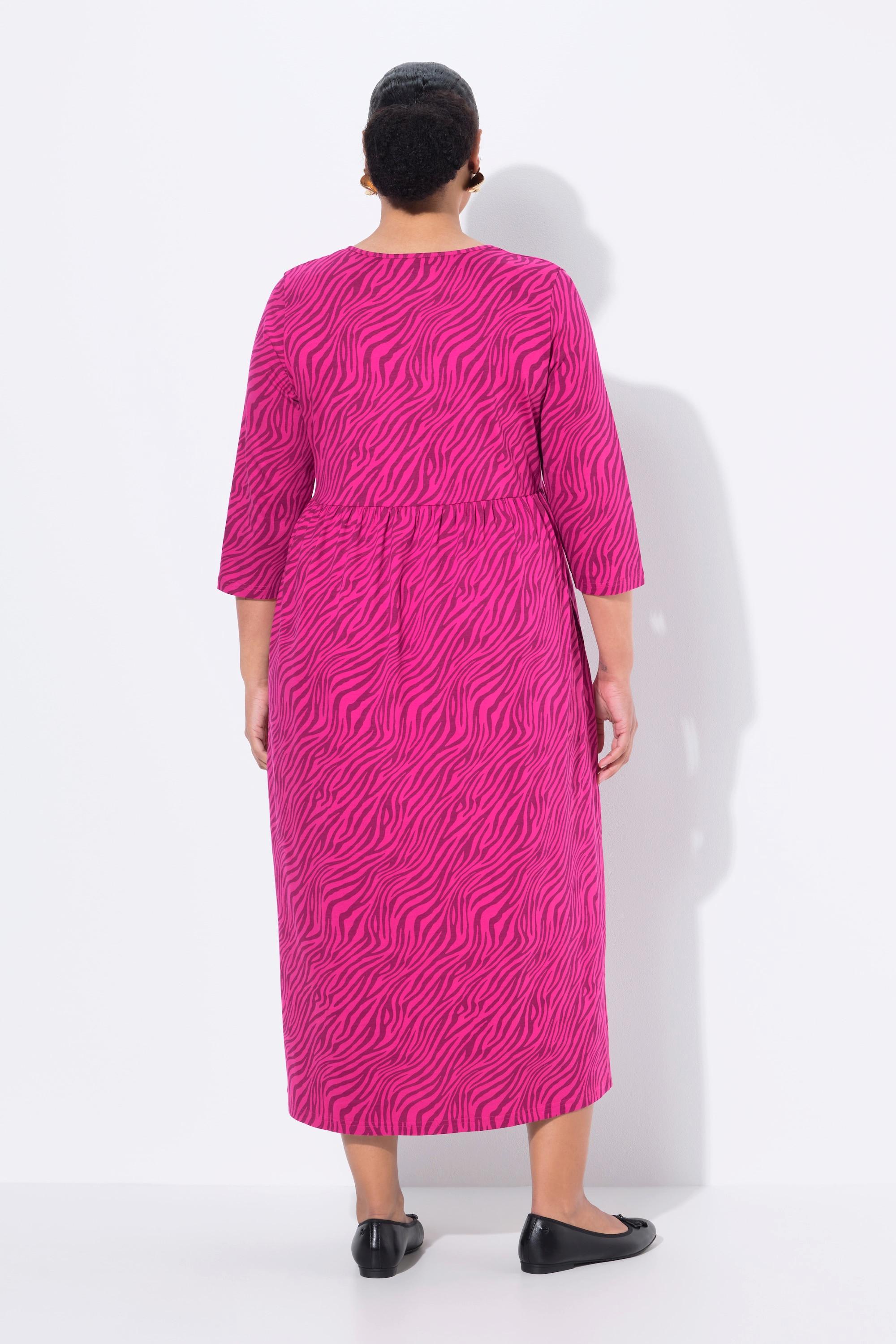 Ulla Popken Abito lungo in jersey linea ad A scollo a tunica manica 3/4  