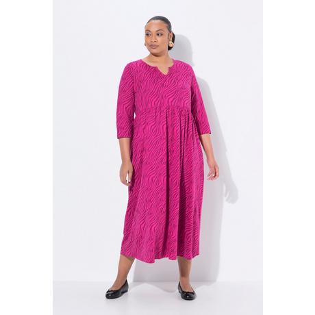 Ulla Popken Abito lungo in jersey linea ad A scollo a tunica manica 3/4  