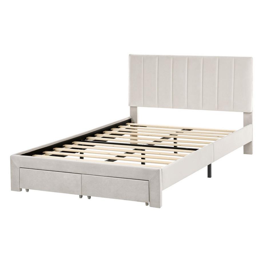 Beliani Letto con cassetti contenitori en Velluto Glamour LONZAC  