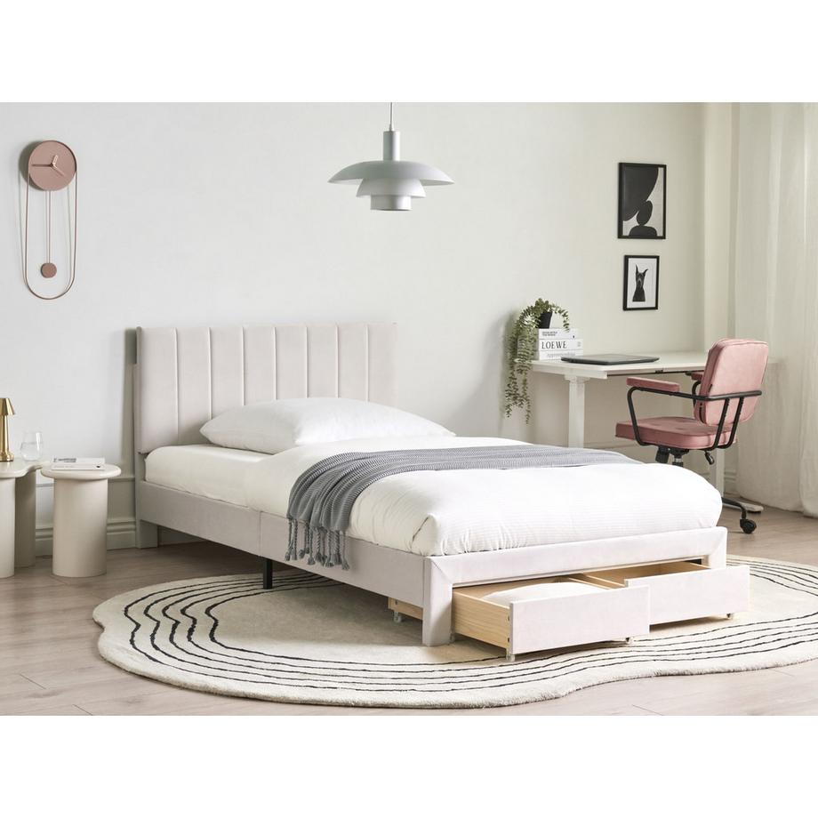 Beliani Letto con cassetti contenitori en Velluto Glamour LONZAC  
