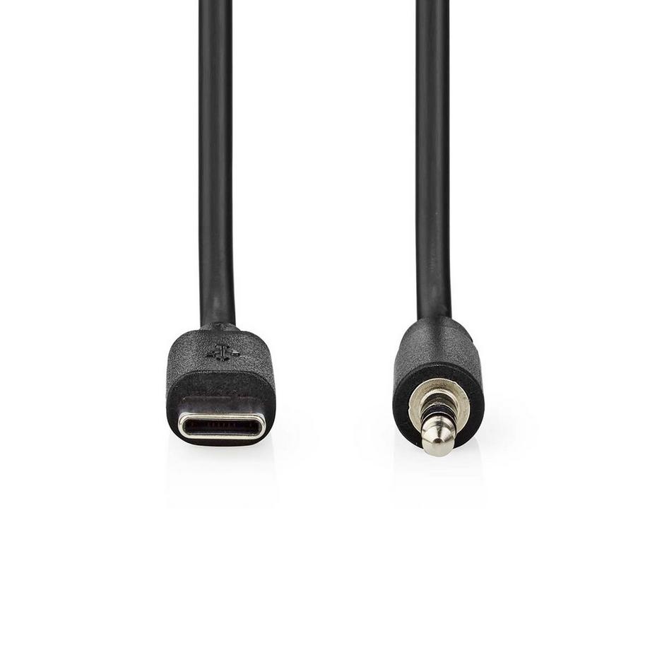 Nedis  Adaptateur USB-C™ | USB 2.0 | USB-C™ mâle | 3.5 mm mâle | 1.00 m | Rond | Nickelé | PVC | Noir | Boîte 