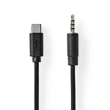 Adaptateur USB-C™ | USB 2.0 | USB-C™ mâle | 3.5 mm mâle | 1.00 m | Rond | Nickelé | PVC | Noir | Boîte