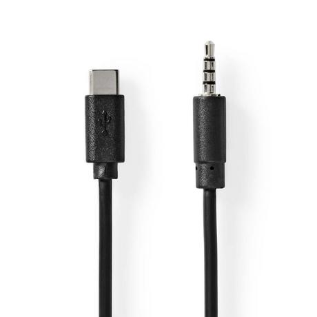 Nedis  Adaptateur USB-C™ | USB 2.0 | USB-C™ mâle | 3.5 mm mâle | 1.00 m | Rond | Nickelé | PVC | Noir | Boîte 