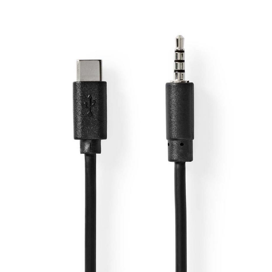 Adaptateur USB-C™ | USB 2.0 | USB-C™ mâle | 3.5 mm mâle | 1.00 m | Rond | Nickelé | PVC | Noir | Boîte