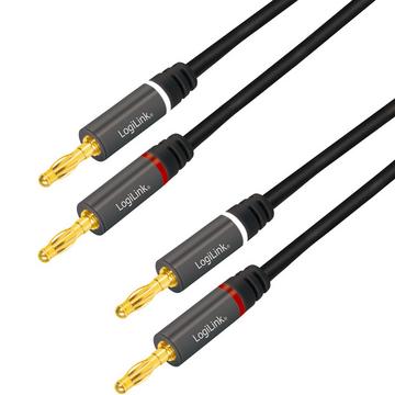 Lautsprecherkabel 2x2,5 mm² mit Bananensteckern Schwarz 5 Meter