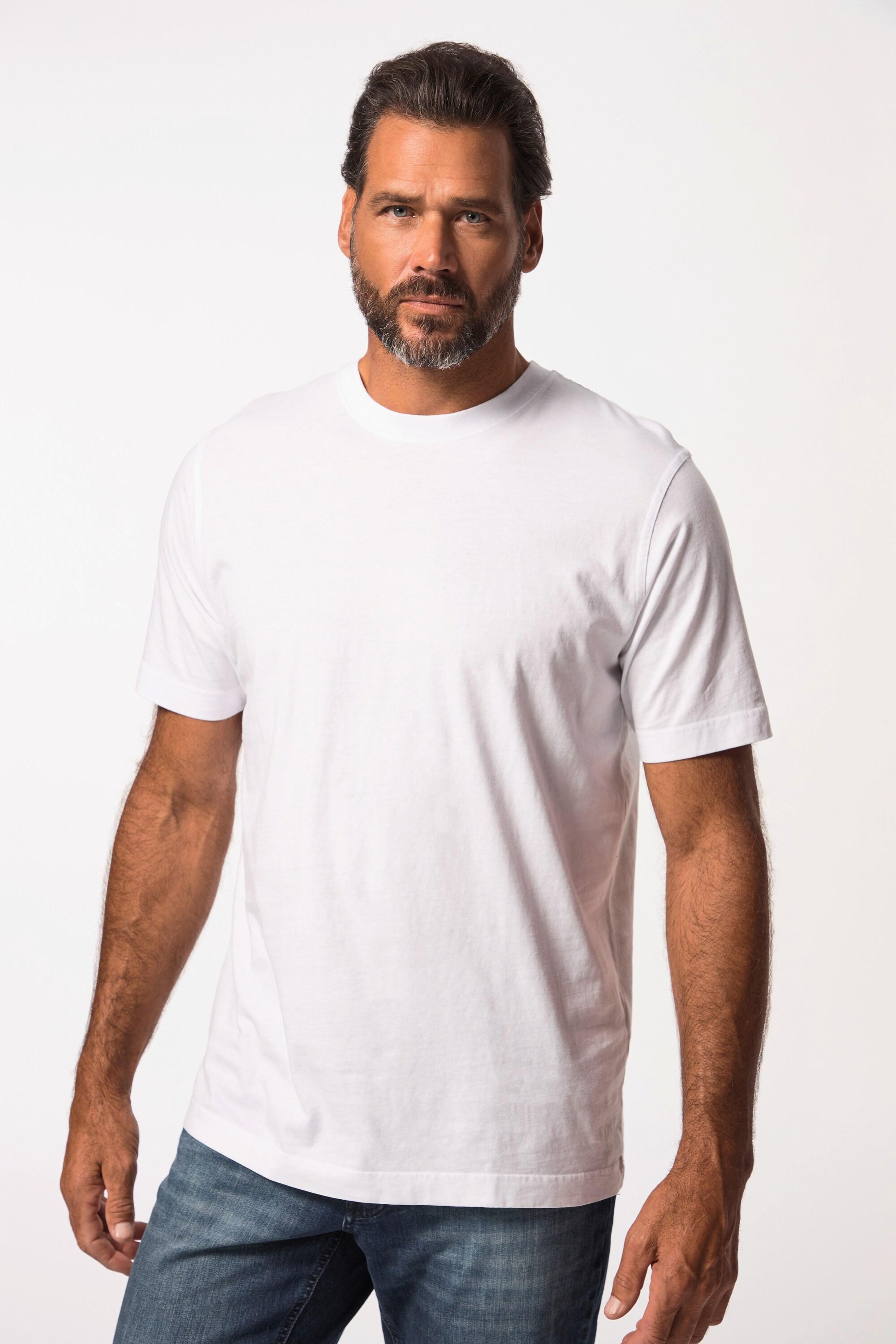 JP1880  T-shirt Basic en coton peigné, col rond blanc neige 